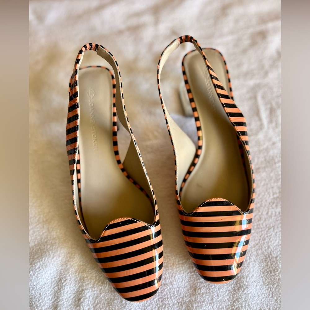 Joanne Stoker sling back with perspex cube heel shoes size 38